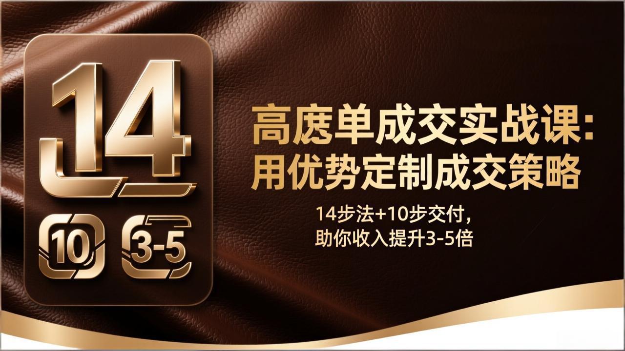 高客单成交实战课：用优势定制成交策略，14步法+10步交付，助你收入提升3-5倍 - 91资源站-91资源站