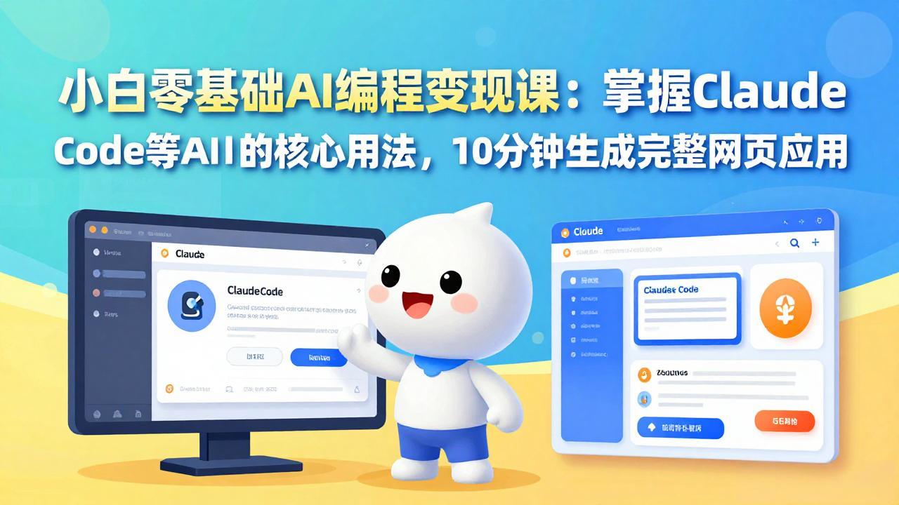小白零基础AI编程变现课：掌握Claude Code等AI工具的核心用法，10分钟生成完整网页应用 - 91资源站-91资源站