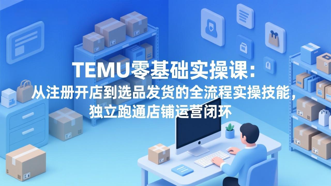TEMU零基础实操课：从注册开店到选品发货的全流程实操技能，独立跑通店铺运营闭环 - 91资源站-91资源站