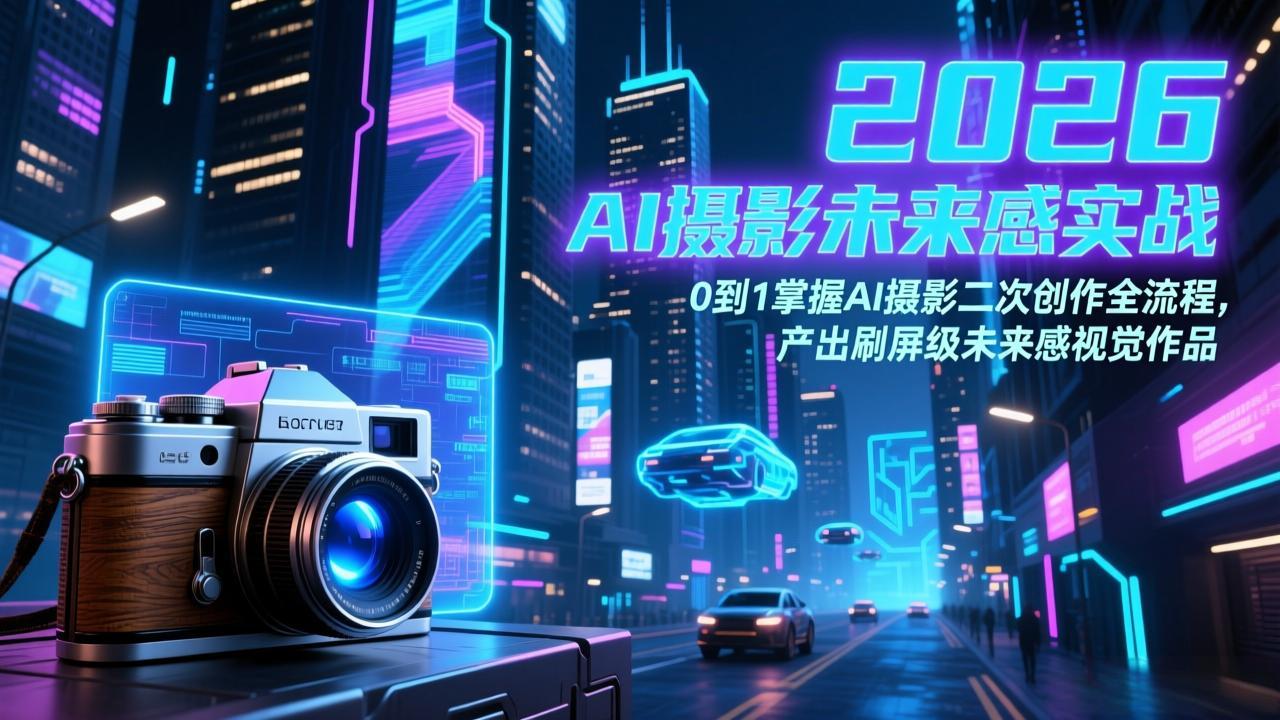 2026 AI摄影未来感实战:0到1掌握AI摄影二次创作全流程,产出刷屏级未来感视觉作品-91资源站