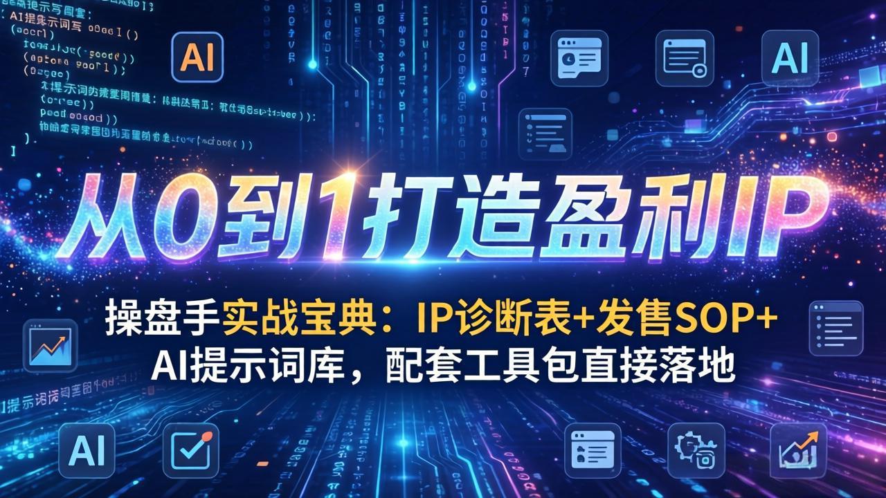操盘手实战宝典：IP诊断表+发售SOP+AI提示词库，配套工具包直接落地，从0到1打造盈利IP-91资源站