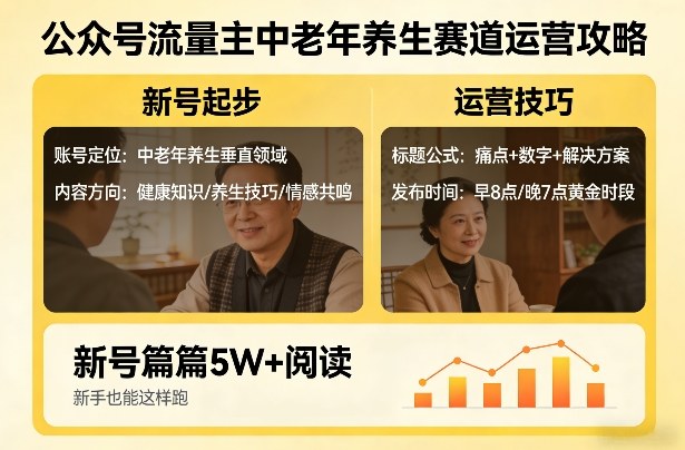 公众号流量主中老年养生赛道，新号篇篇5W+阅读，新手也能这样跑 - 91资源站-91资源站