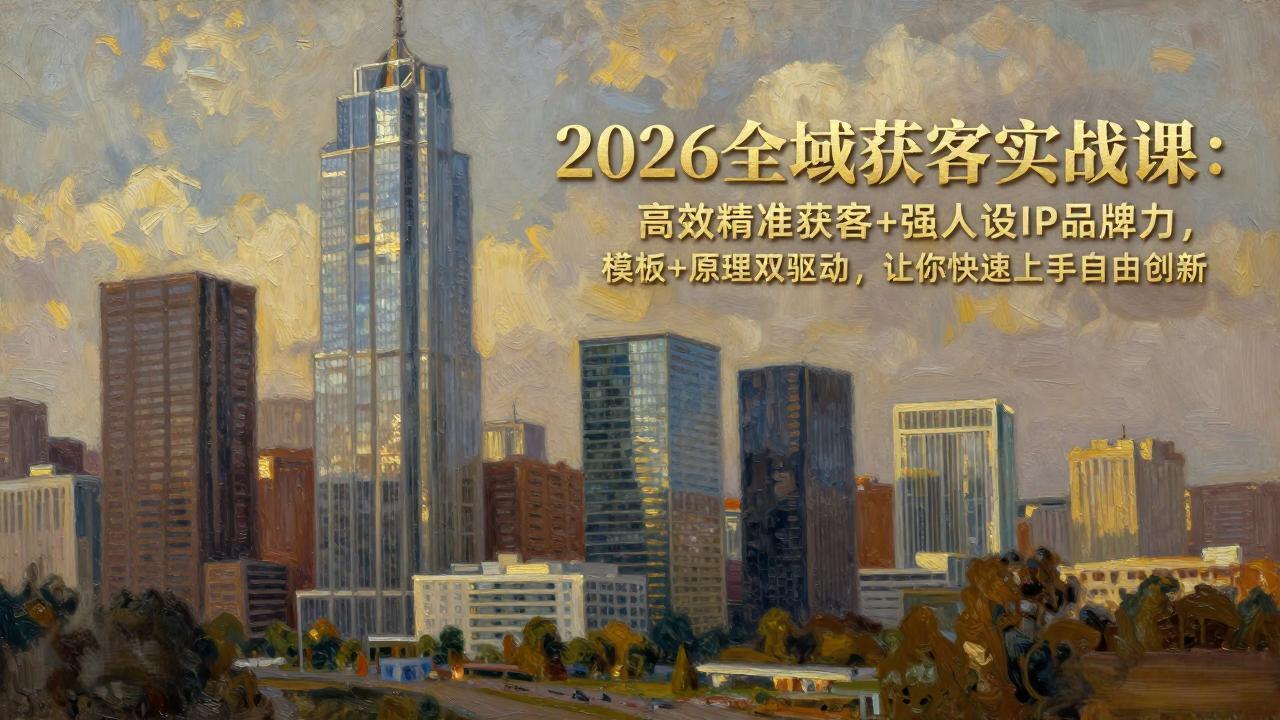 2026全域获客实战课：高效精准获客+强人设IP品牌力，模板+原理双驱动，让你快速上手自由创新 - 91资源站-91资源站