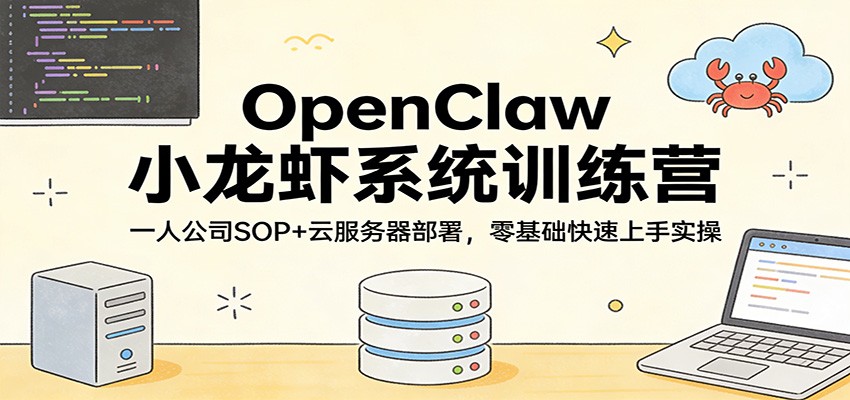 OpenClaw小龙虾系统训练营:一人公司SOP,云服务器部署,零基础快速上手实操 - 91资源站-91资源站