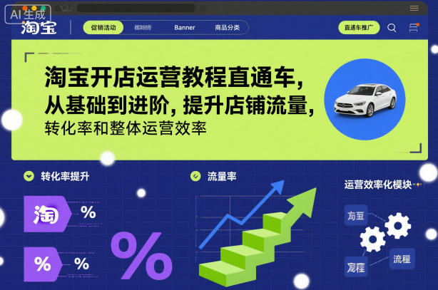 淘宝开店运营教程直通车，从基础到进阶，提升店铺流量，转化率和整体运营效率(更新26年3月) - 91资源站-91资源站