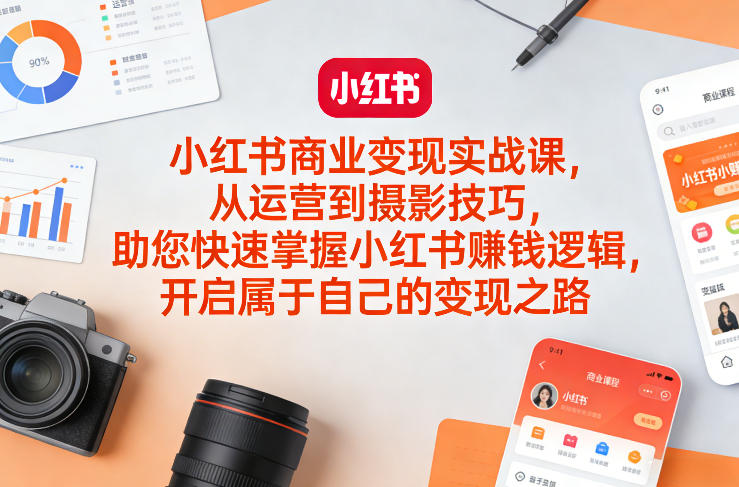 小红书商业变现实战课，从运营到摄影技巧，助您快速掌握小红书賺钱逻辑，开启属于自己的变现之路-91资源站