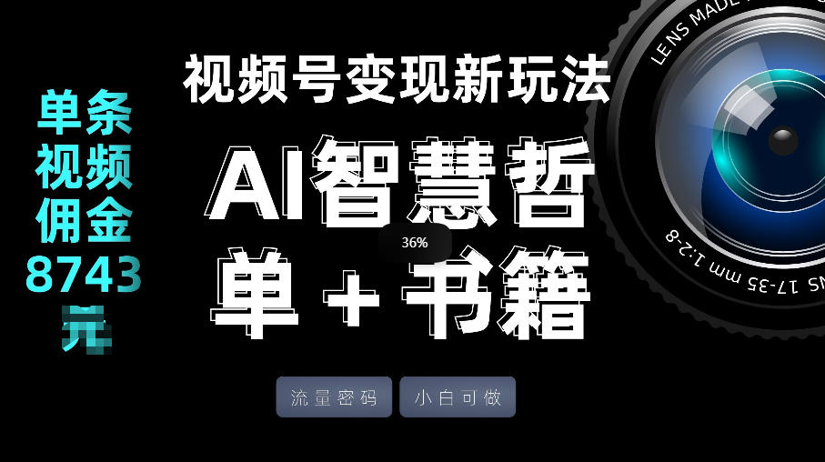 视频号流量密码，变现新玩法-AI智慧哲单＋书单，单条视频佣金8743米-91资源站