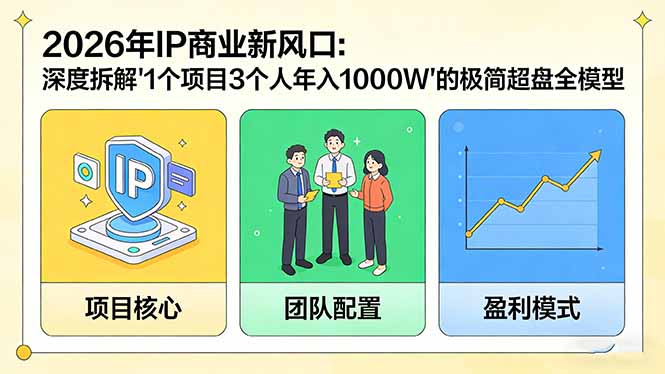 2026年IP商业新风口:深度拆解“1个项目3个人年入1000W”的极简超盘全模型-91资源站
