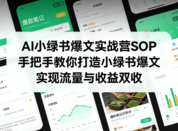 AI小绿书爆文实战营SOP，手把手教你打造小绿书爆文，实现流量与收益双收 - 91资源站-91资源站