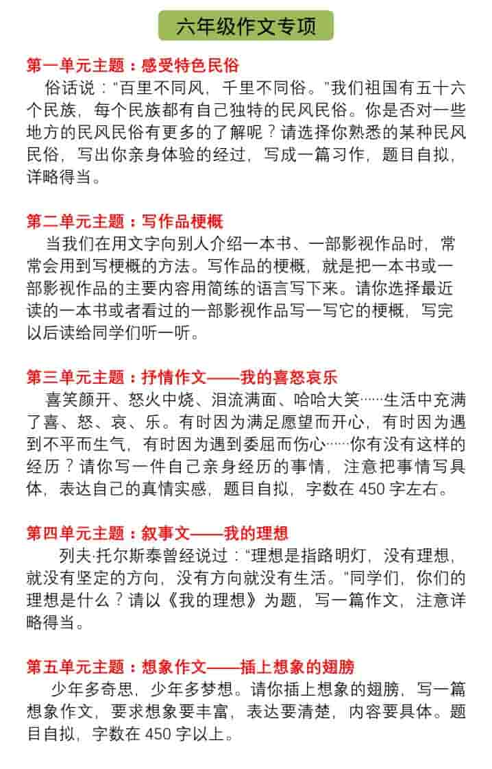 六年级下语文单元习作指导+精选范文 - 91资源站-91资源站
