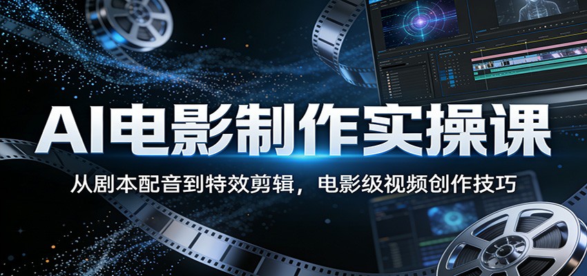 AI电影制作实操课:从剧本配音到特效剪辑,电影级视频创作技巧-91资源站