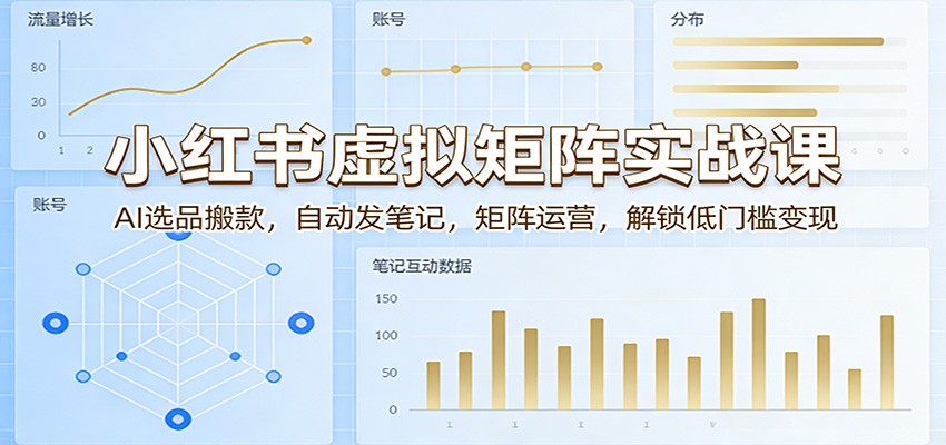 小红书虚拟矩阵实战课:AI选品搬款,自动发笔记,矩阵运营,解锁低门槛变现-91资源站