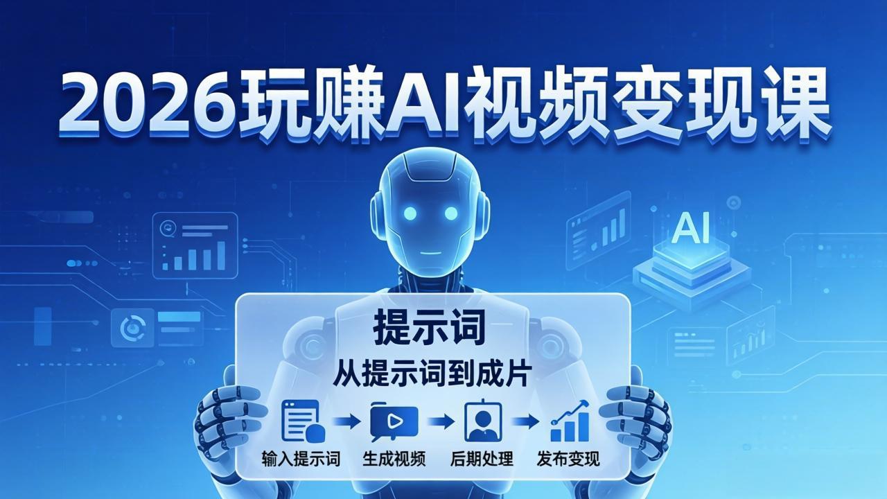 2026玩赚AI视频变现课:掌握 AI 视频全流程技能,从提示词到成片高效产出-91资源站