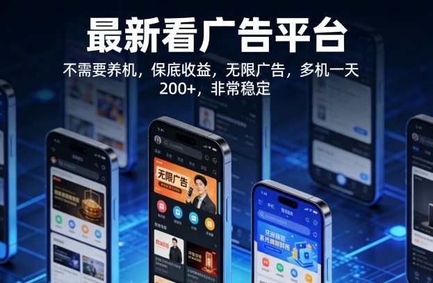 最新看广告平台,不需要养机,保底收益,无限广告,多机一天200+,非常稳定【揭秘】-91资源站