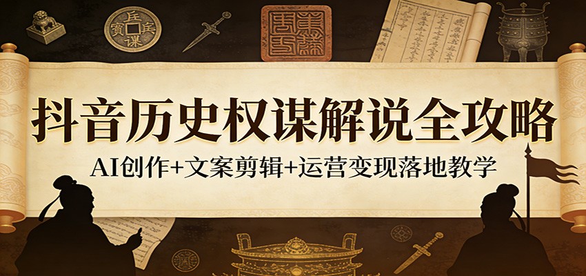 抖音历史权谋解说全攻略:AI创作+文案剪辑+运营变现落地教学-91资源站