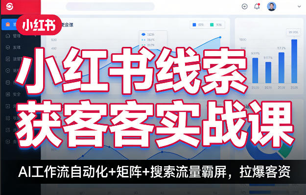 小红书线索获客实战课，AI工作流自动化+矩阵+搜索流量霸屏，拉爆客资-91资源站