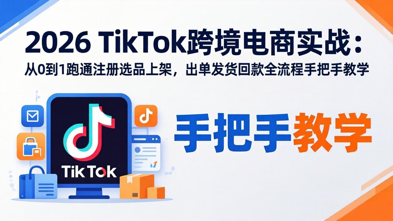 2026TikTok跨境电商实战：从0到1跑通注册选品上架，出单发货回款全流程手把手教学-91资源站
