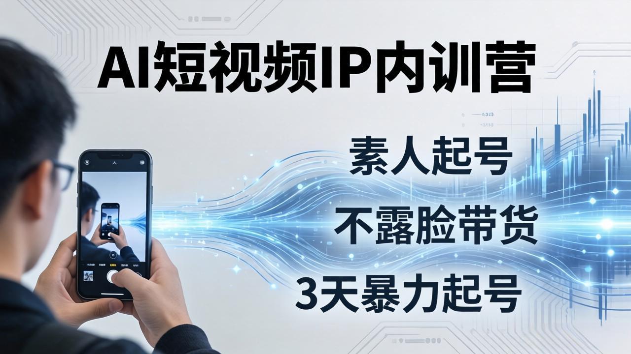 2026AI短视频IP内训营：从素人起号到不露脸带货，3天暴力起号全流程拆解-91资源站