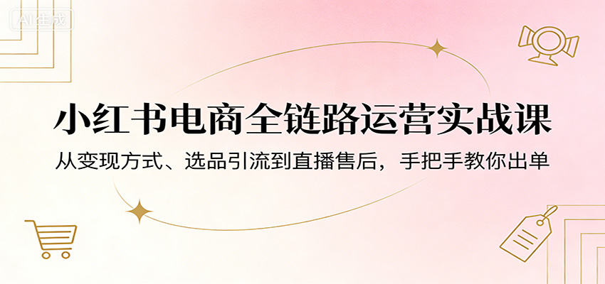 小红书电商全链路运营实战课:从变现方式、选品引流到直播售后,手把手教你出单-91资源站