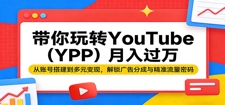 带你玩转YouTube(YPP)月入过万:从账号搭建到多元变现,解锁广告分成与精准流量密码-91资源站