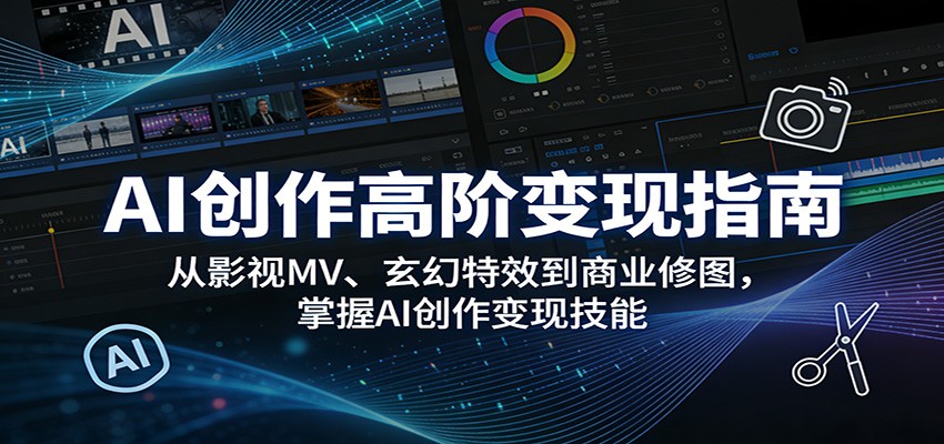 AI创作高阶变现指南：从影视MV、玄幻特效到商业修图，掌握AI创作变现技能-91资源站