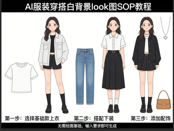 AI服装穿搭白背景look图SOP教程,不用会画画,提几句具体要求,AI就能还你一个奇迹-91资源站