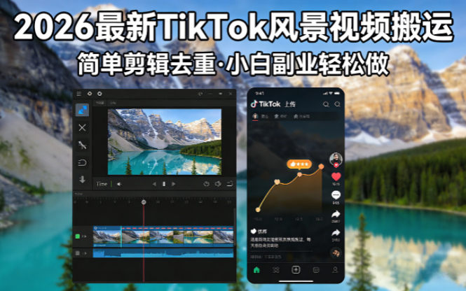 2026最新TikTok风景视频搬运简单剪辑去重小白副业月入 8000-91副业网