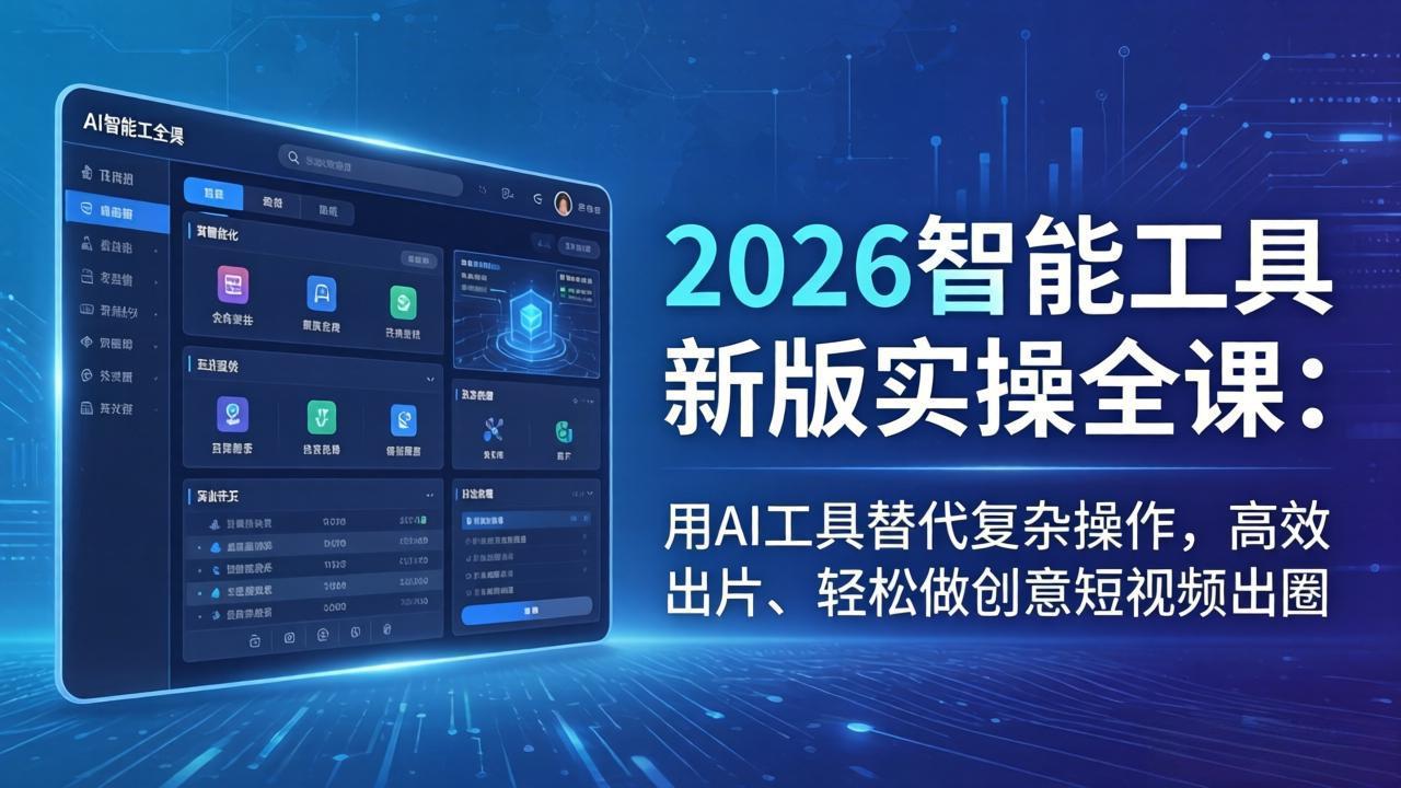 2026智能工具新版实操全课:用AI工具替代复杂操作,高效出片、轻松做创意短视频出圈-91副业网