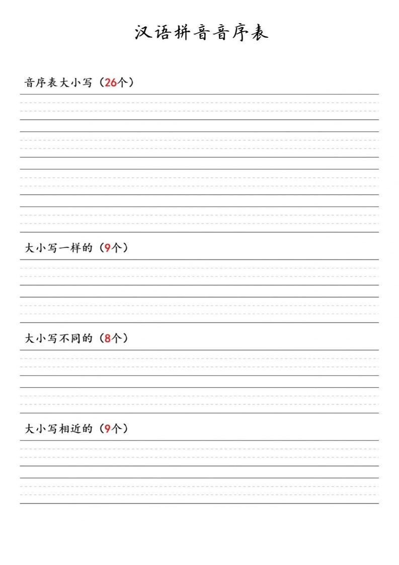 一年级下语文汉语拼音音序表 - 91副业网-91副业网