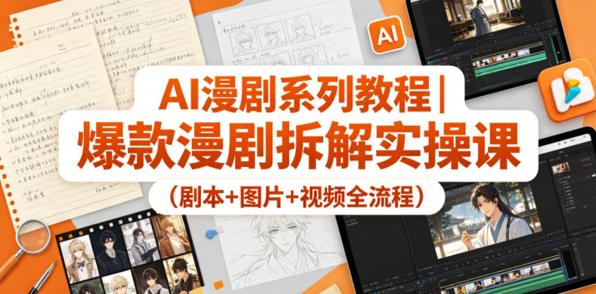 AI漫剧系列教程｜爆款漫剧拆解实操课(剧本+图片+视频全流程)-91副业网