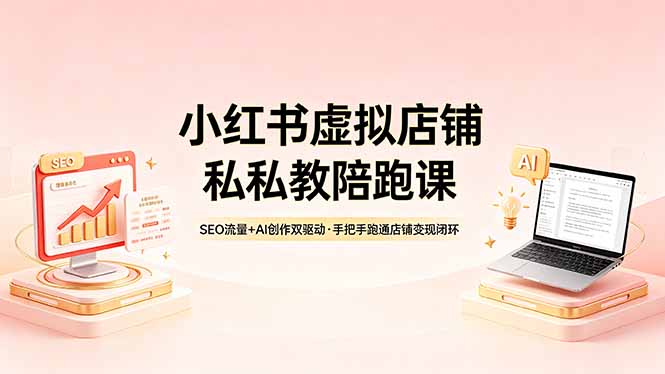 小红书虚拟店铺私教陪跑课，SEO流量+AI创作双驱动，手把手跑通店铺变现闭环 - 91副业网-91副业网