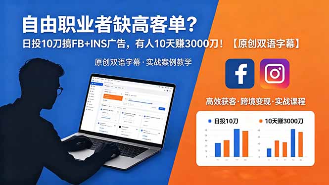 自由职业者缺高客单？日投 10 刀搞 FB+INS 广告，有人 10 天赚 3000 刀！【原创双语字幕】-91副业网