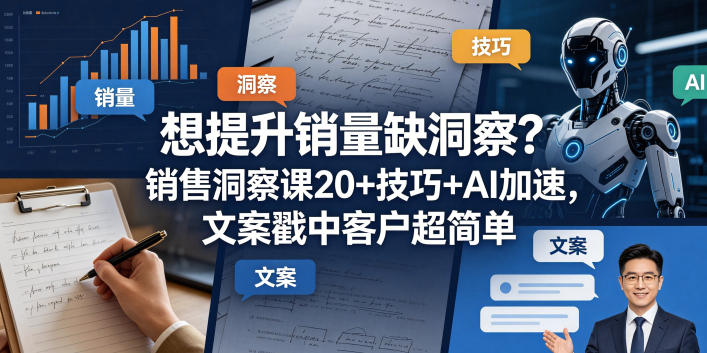 想提升销量缺洞察？销售洞察课20+技巧+AI加速，文案戳中客户超简单【原创双语字幕】-91副业网
