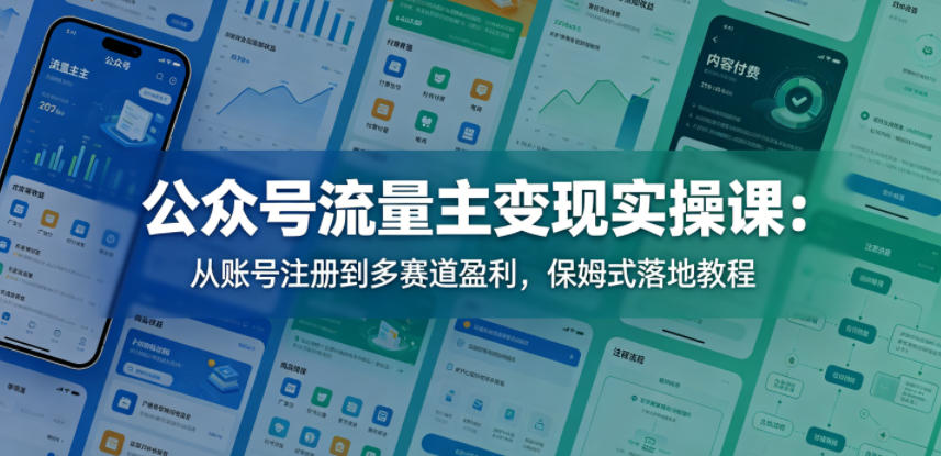 公众号流量主变现实操课：从账号注册到多赛道盈利，保姆式落地教程 - 91副业网-91副业网