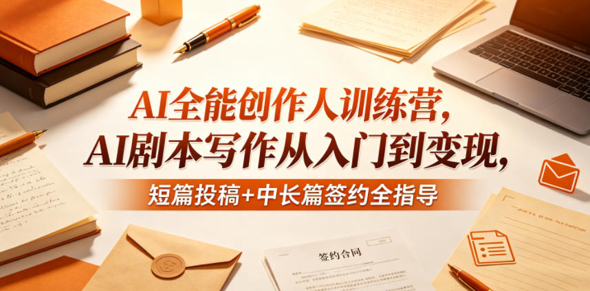 AI全能创作人训练营，AI剧本写作从入门到变现，短篇投稿+中长篇签约全指导 - 91副业网-91副业网