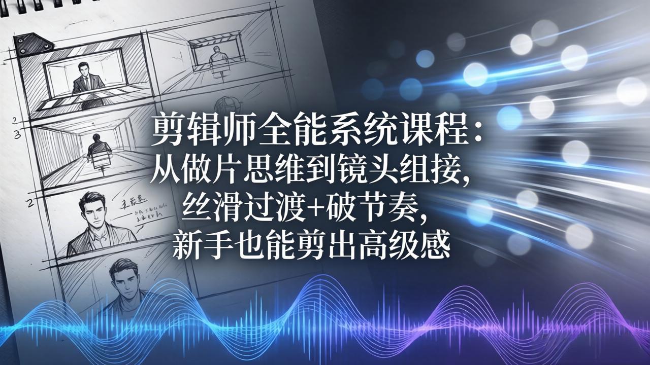 剪辑师全能系统课程：从做片思维到镜头组接，丝滑过渡+破节奏，新手也能剪出高级感 - 91副业网-91副业网