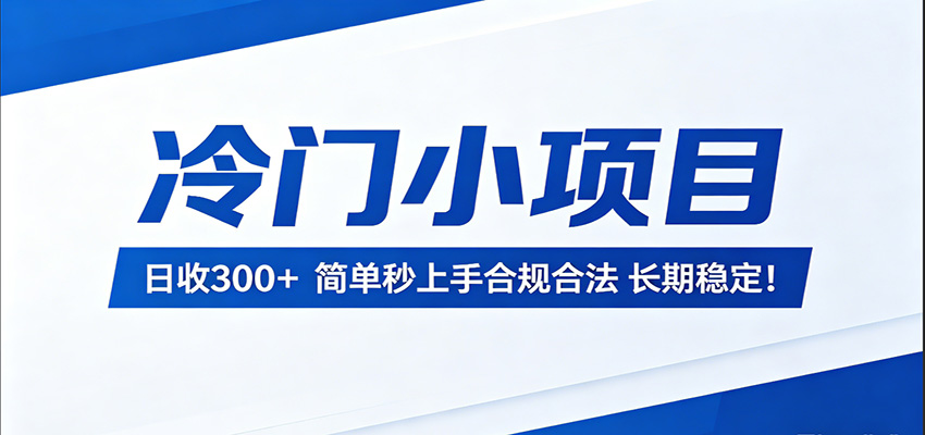 冷门小项目，日收300＋，简单秒上手合规合法，长期稳定！-91副业网