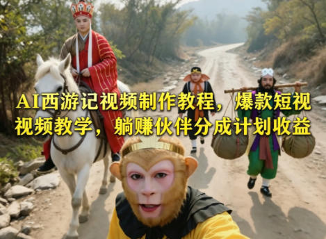 AI西游记视频制作教程，爆款短视频教学，躺賺伙伴分成计划收益-91副业网