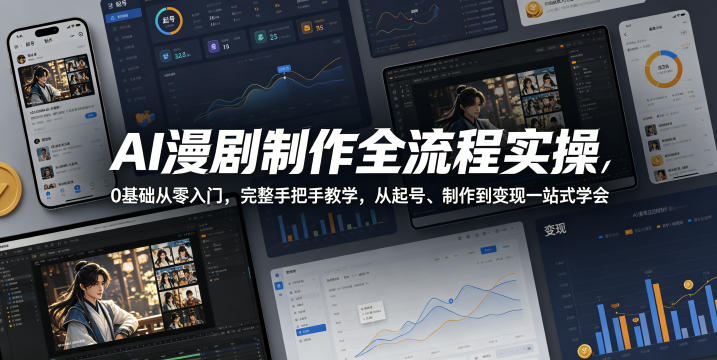 AI漫剧制作全流程实操，0基础从零入门，完整手把手教学，从起号、制作到变现一站式学会-91副业网