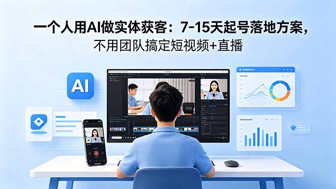 一个人用AI做实体获客：7-15天起号落地方案，不用团队搞定短视频+直播-91副业网