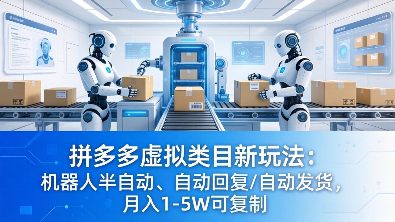 拼多多虚拟类目新玩法：机器人半自动、自动回复 /自动发货，月入 1-5W 可复制 - 91副业网-91副业网