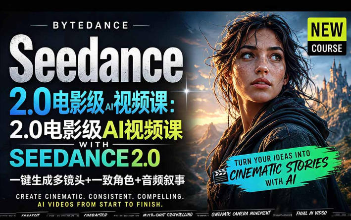 字节跳动的Seedance 2.0 AI电影视频生成制作教程，一键生成多镜头+一致角色+音频叙事-中英字幕-91副业网