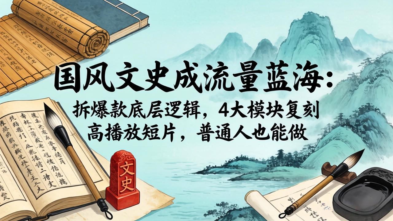 国风文史成流量蓝海：拆爆款底层逻辑，4大模块复刻高播放短片，普通人也能做 - 91副业网-91副业网