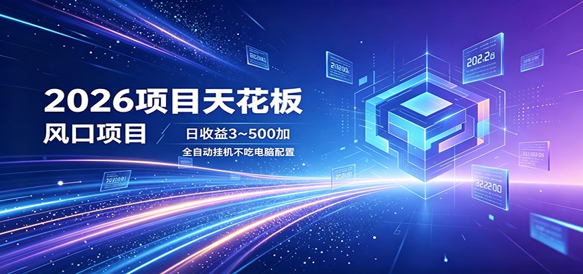 2026项目天花板，风口项目，日收益3~500+全自动挂机，不吃配置 - 91副业网-91副业网