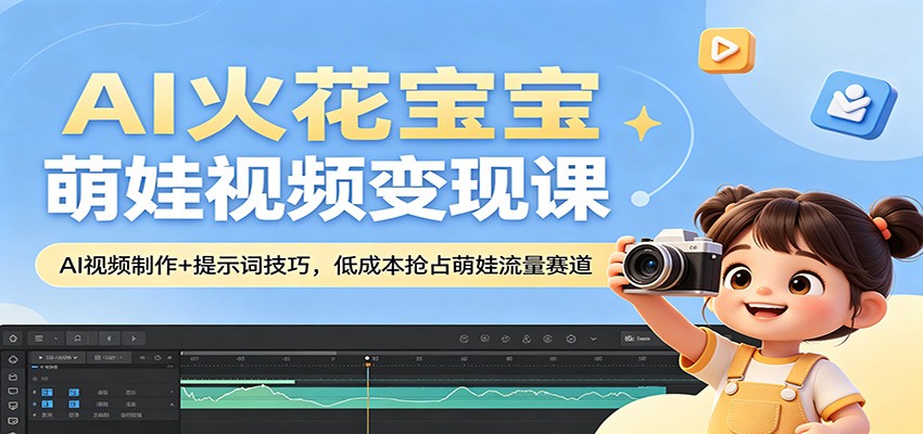 AI火花宝宝萌娃视频变现课：AI视频制作+提示词技巧，低成本抢占萌娃流量赛道 - 91副业网-91副业网
