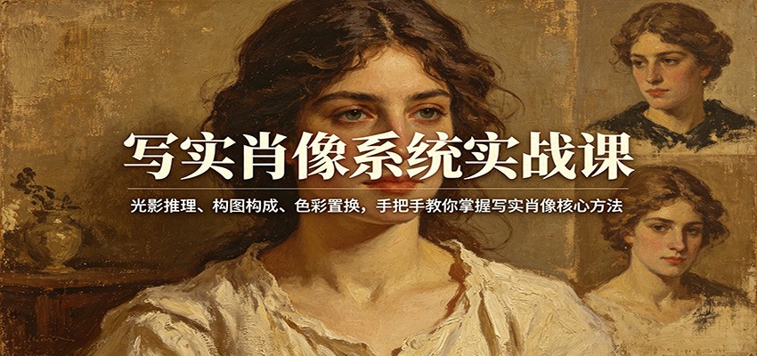 写实肖像系统实战课：光影推理、构图构成、色彩置换，手把手教你掌握写实肖像核心方法 - 91副业网-91副业网