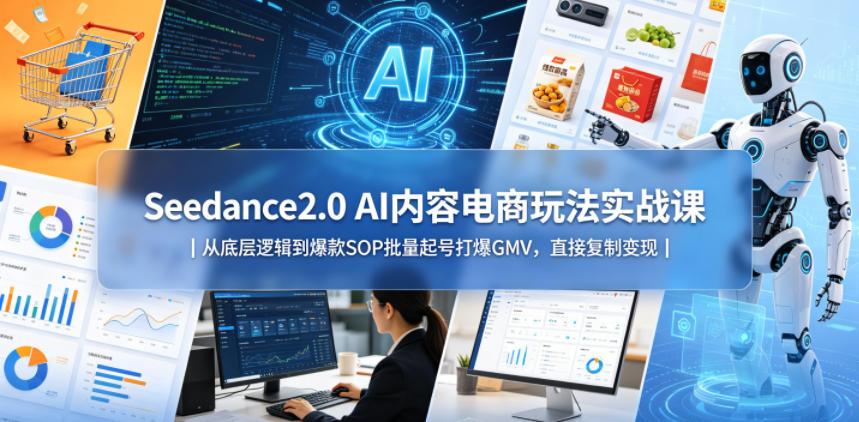 Seedance2.0 AI内容电商玩法实战课｜从底层逻辑到爆款SOP批量起号打爆GMV，直接复制变现 - 91副业网-91副业网