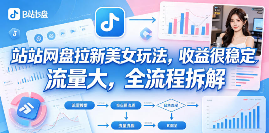 B站网盘拉新美女玩法，收益很稳定，流量大，全流程拆解 - 91副业网-91副业网