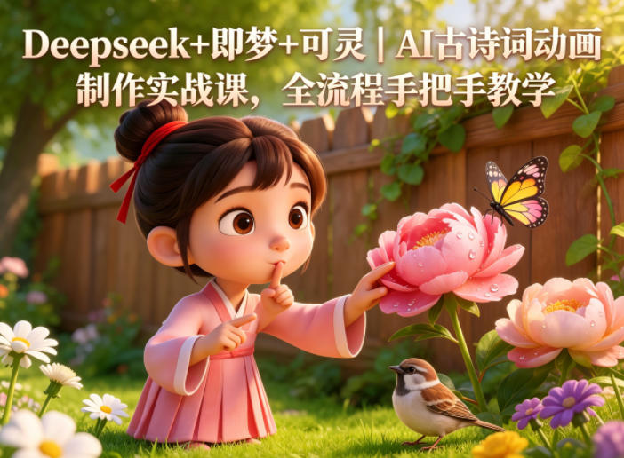Deepseek+即梦+可灵｜AI古诗词动画制作实战课，全流程手把手教学-91副业网