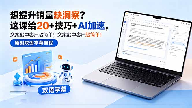 想提升销量缺洞察？这课给 20 + 技巧 + AI 加速，文案戳中客户超简单！【原创双语字幕】 - 91副业网-91副业网